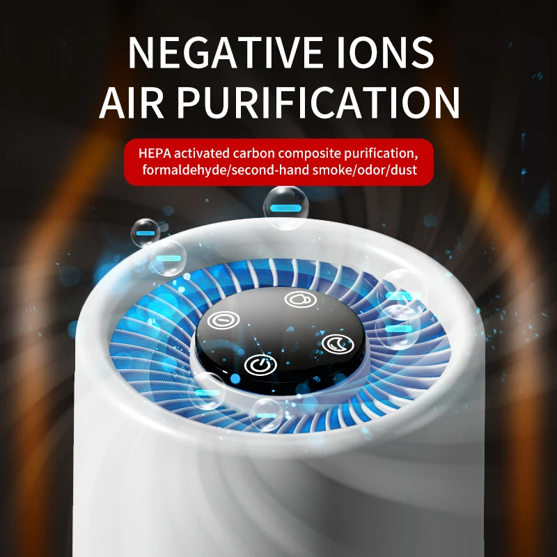 

Portable Air Purifier HEPA Activated Carbon Filter Negative Ion Formaldehyde Smoke Odor Remover Quiet Night Mode Aromatherapy Air Cleaner for Bedroom Home Office