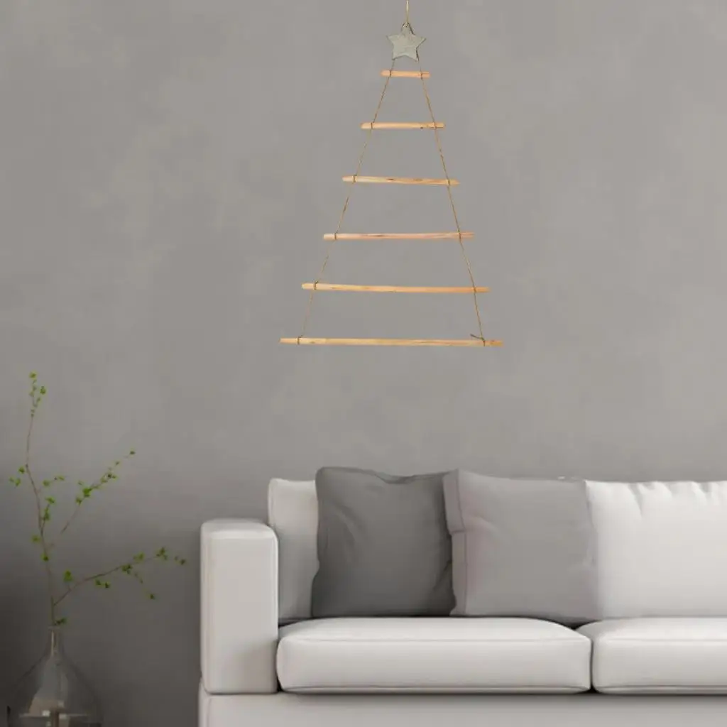 Picture 3: Christmas Tree Crafts Wall Hanging DIY Shabby Jute String Wooden Ladder Chic for Xmas Holiday Garden Favor Decoration