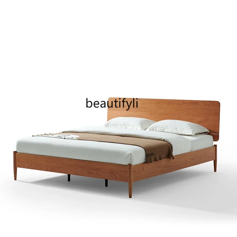 

Solid wood bed Black walnut cherry Nordic style log 1.8 double bedA4567