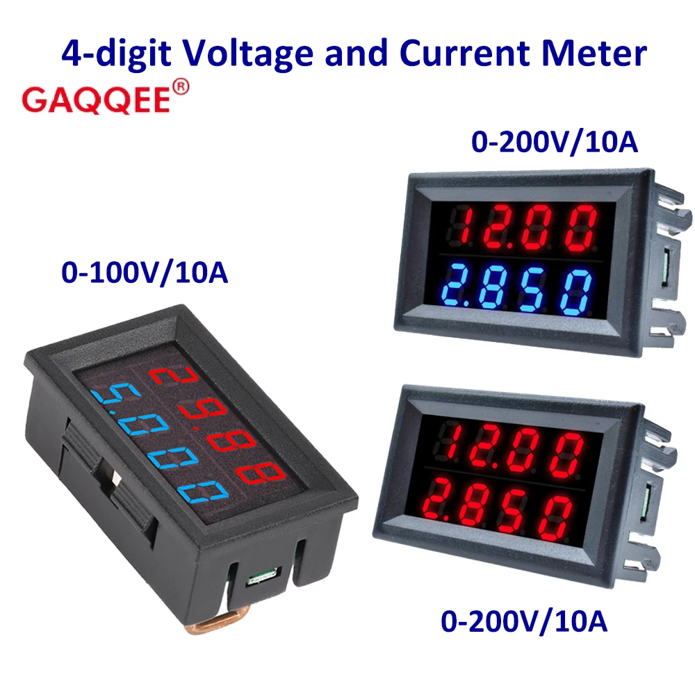 LED Voltmeter Ammeter DC Digital Multimeter 100/200V 10A Dual Digital Display Volt Meter Gauge Car Current Monitor Tester