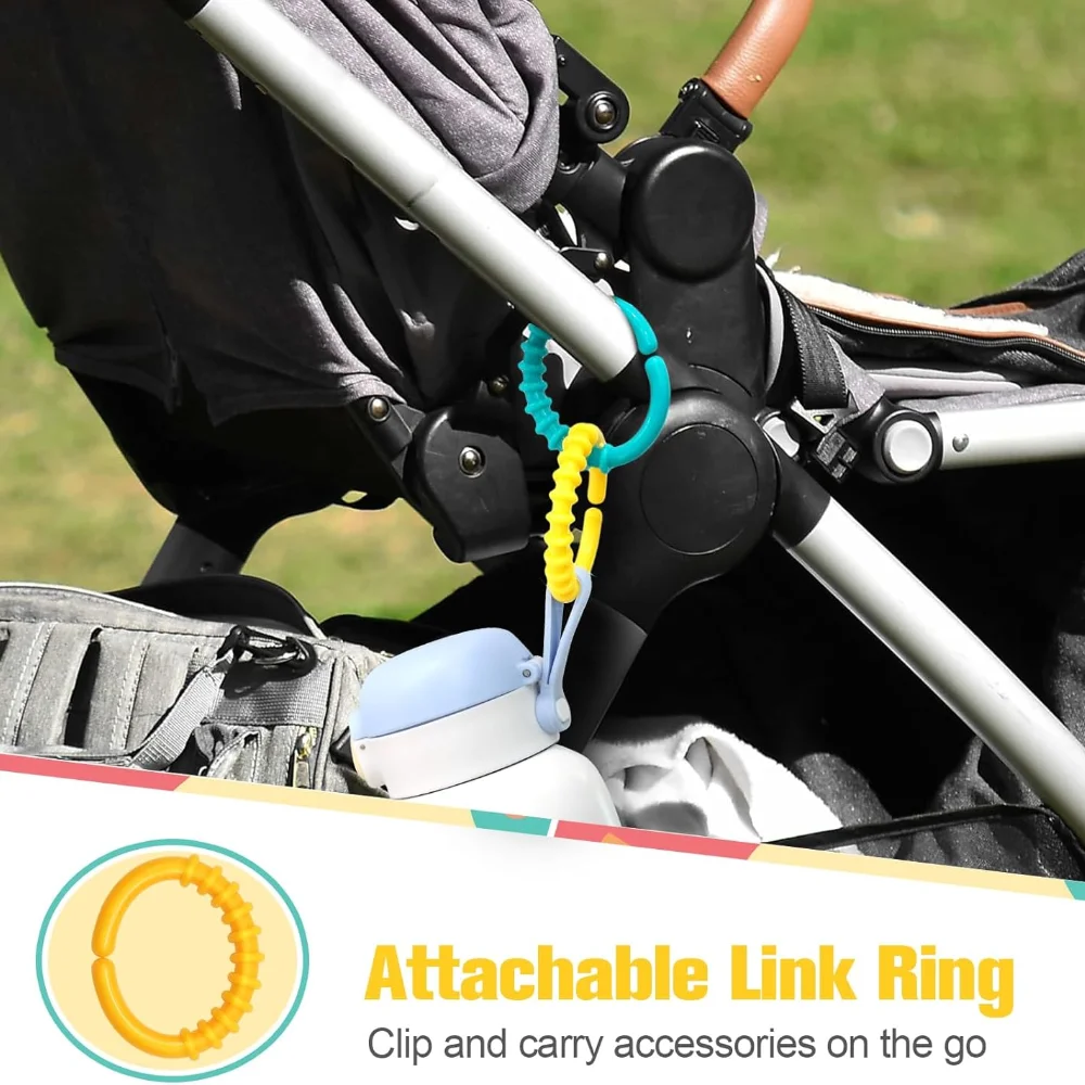 Anillo de conexión, juguete con Clip para cochecito colgante, asiento portador de coche, juego de accesorios para tapete de juego para bebé recién nacido, niño y niña, 24 unidades