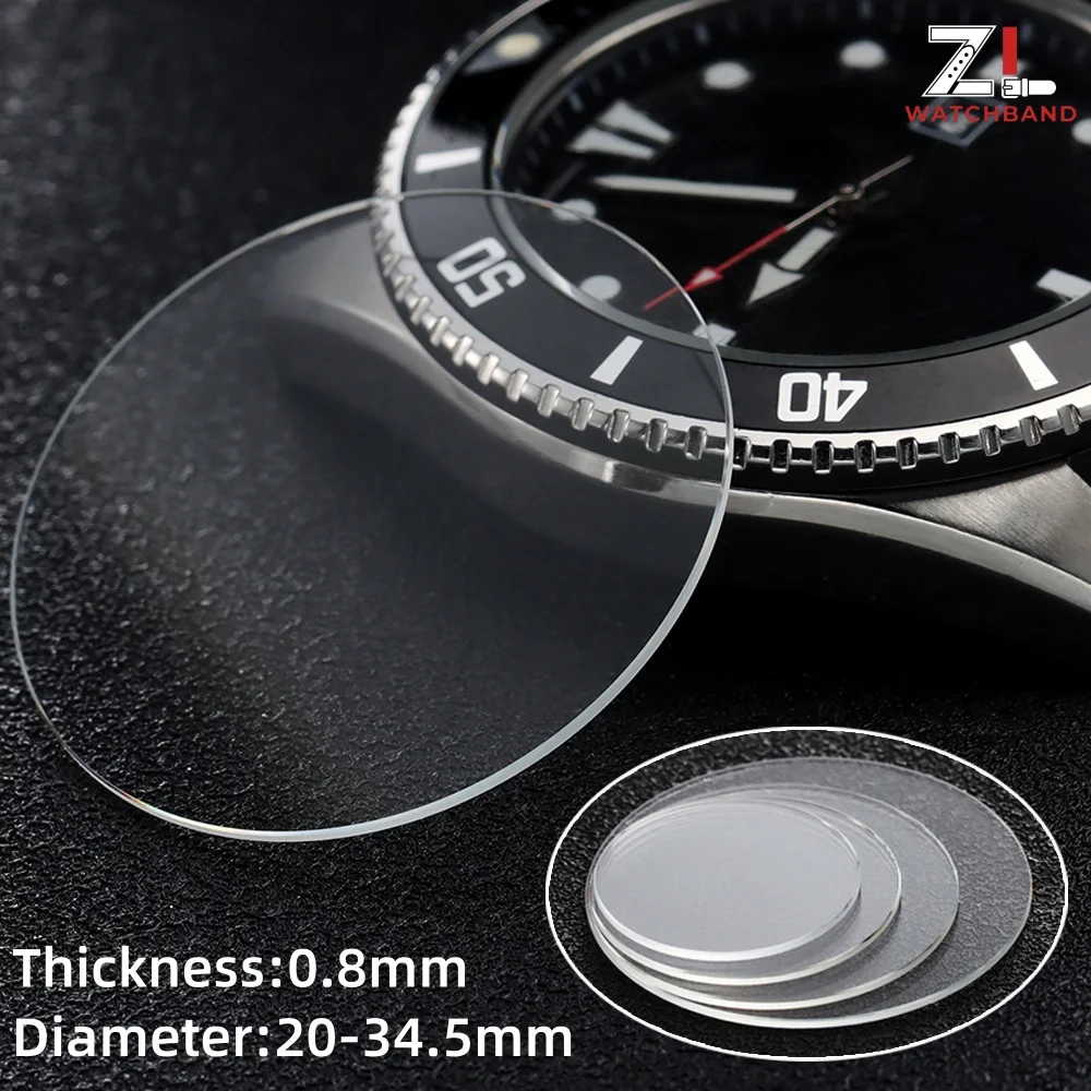 1/2PCS Watch Glass Sapphire Replacement Flat 0.8mm Thick in Diameters 20 to 34.5mm Transparent Crystal Watch Tool Part Accessory
