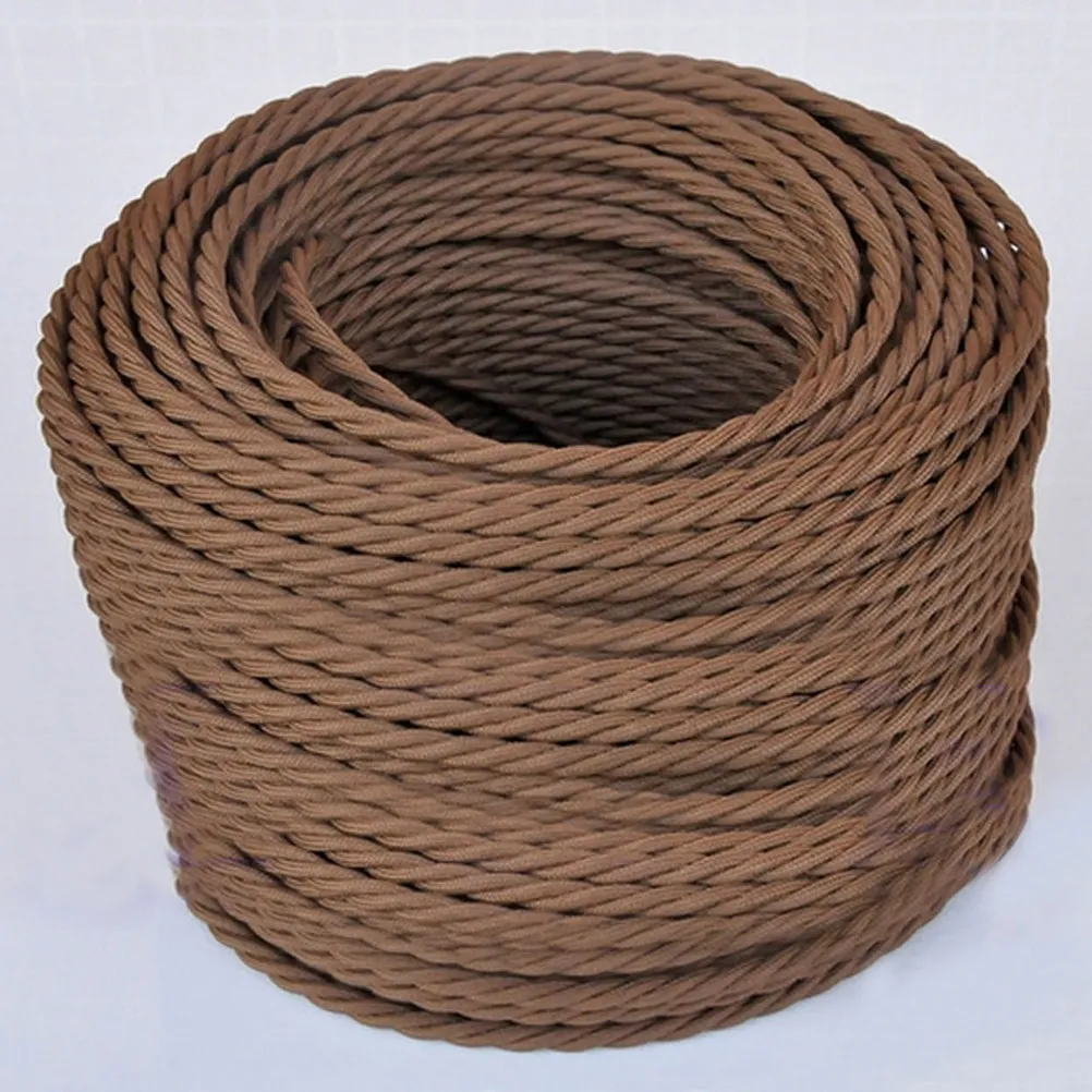 Vintage Cloth-Covered Lamp Cord 5M Coffee Color Twisted Electrical Wire for DIY Lamps, Fans & Radios