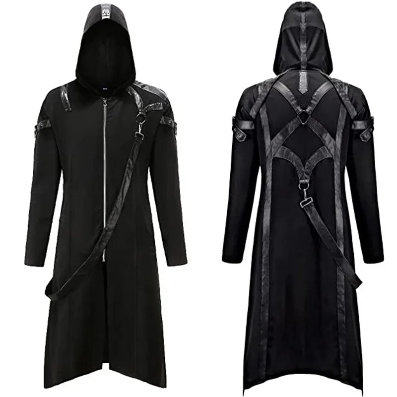 

Gothic Dark Style Spring Autumn Coat Men's Clothing Performance Costume Halloween Cosplay Black Series Outerwear Jacket