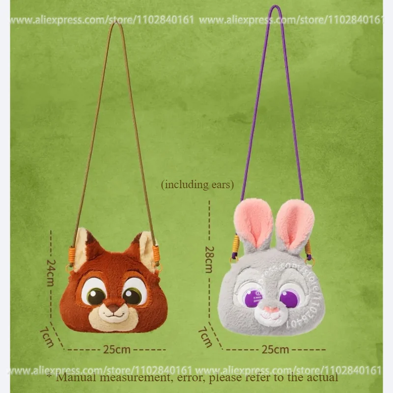 MINISO Crossbody Handbag Disney Zootopia Series Judy Hopps Nick Wild Plush Doll Large Capacity Bag Birthday Gift for Children