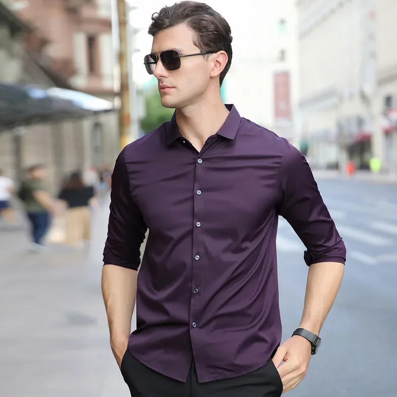 

MRMT 2024 Brand Spring and Autumn Men's Long Sleeved Shirts Youth Slim Shirt for Male Casual Pure Color Tops Shirts