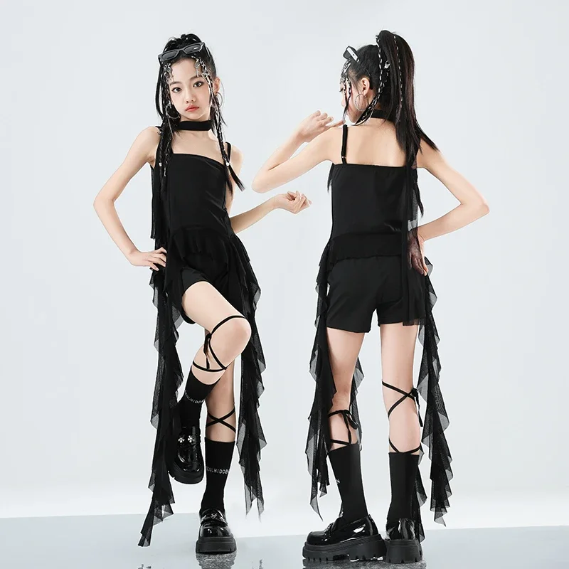 Mädchen K-pop Unregelmäßige Crop Top Street Dance Cargo Hosen Mädchen Gruppe Kleidung Set Kind Jazz Nette Kostüm Kinder hip Hop Streetwear