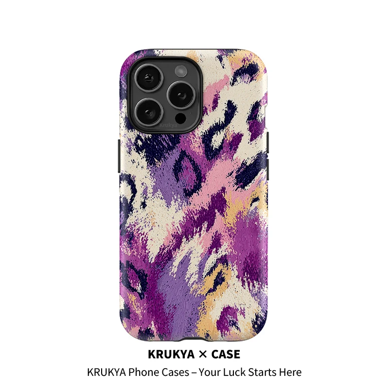 Krukya لطيف ليوبارد جراب هاتف آيفون 15 16 17 برو 11 12 13 14 برو ماكس XR XS SE 2022 للصدمات واقية ماتي غطاء