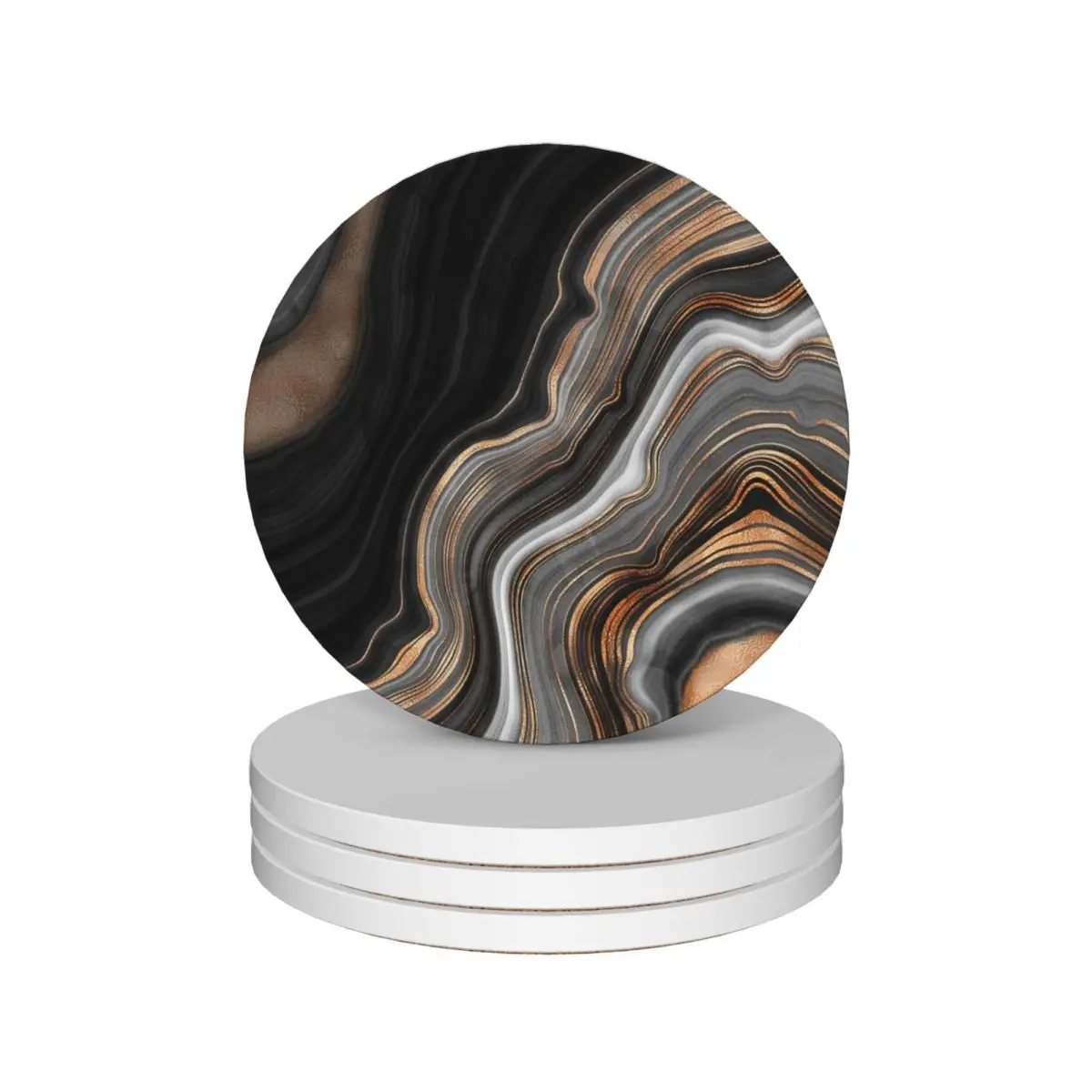 

Elegant Black and Gray Faux Marble with Gold Veins Ceramic Coasters (Set of 4) pot ceramic Coasters