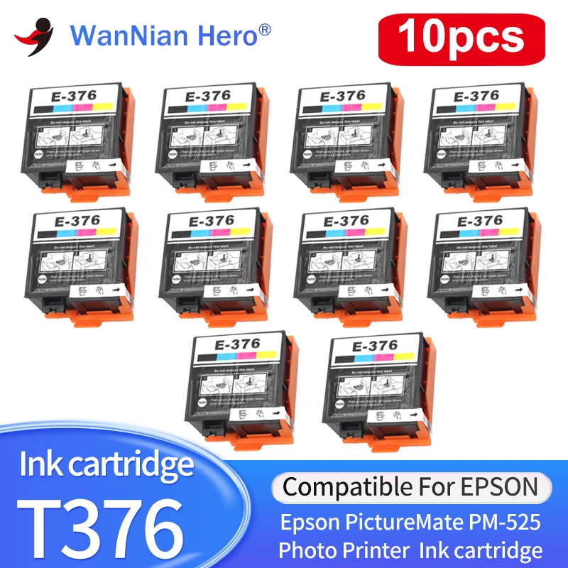 

10pcs T376 Compatible ink cartridge inkjet cartridge T3760 T376 376 E376 E-376 For Epson PictureMate PM-525 printer 4color