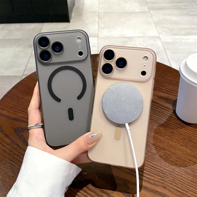 Minimalistische Farbe Klar PC Matt für Magsafe Fall für IPhone 17Pro Max Air Magnetische Drahtlose Lade Kamera Schützen Abdeckung Funda