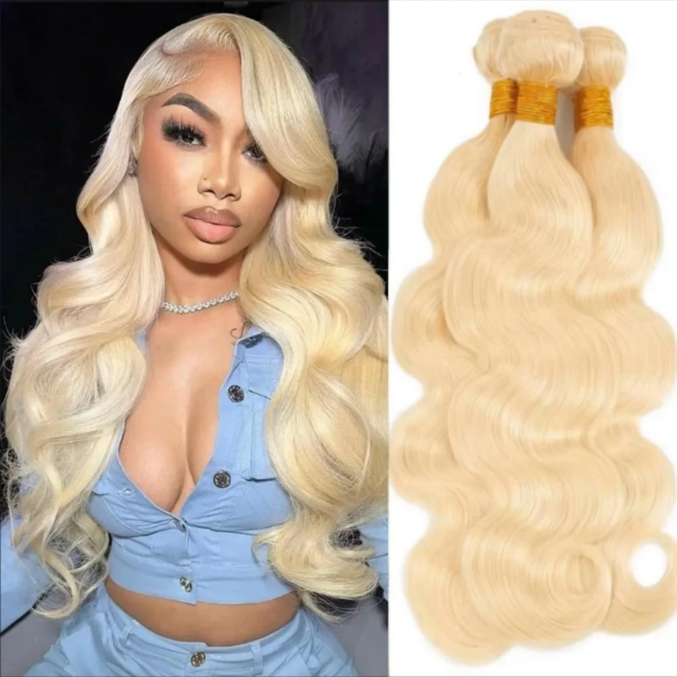 

12A Light Blonde #613 Body Wave Human Hair Weave Bundle 100% Remy Hair Extensions Brazilian Double Wefts 1/2/3/4/5 PCS