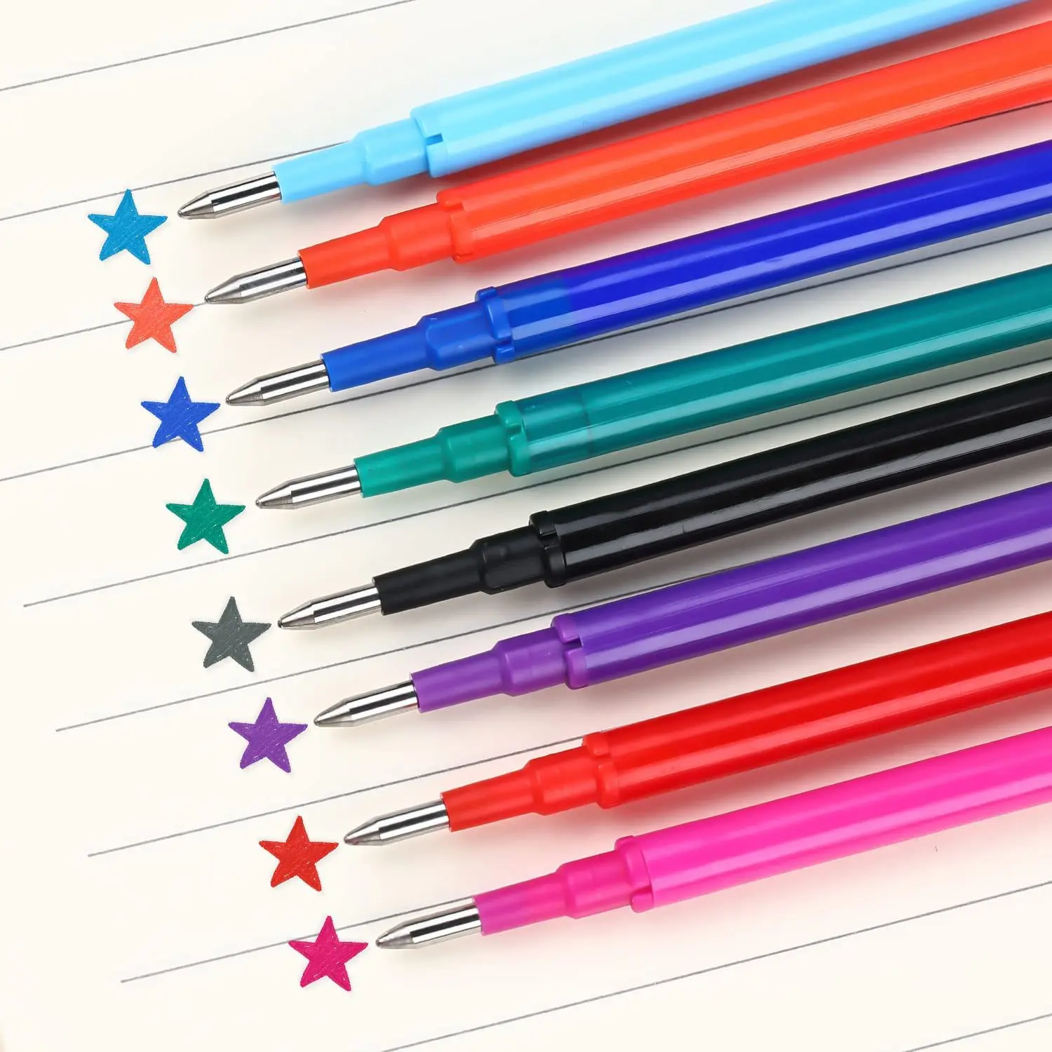 Recharge de stylo gel effaçable magique pour Pilot Frixion, 8 couleurs, écriture de papeterie de bureau, plus récent, 100 pièces par ensemble, 0.7mm