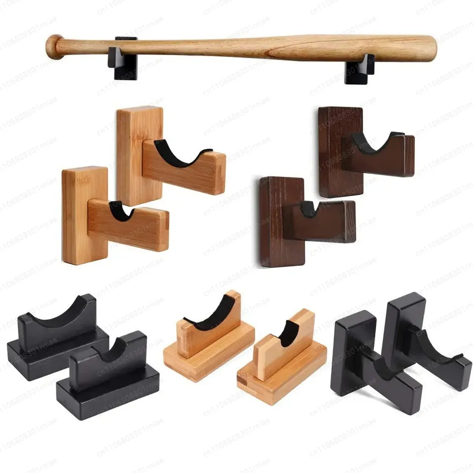 Simple solid wood baseball bat storage rack wall mounted display living room nail wall stick bracket