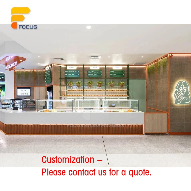 

custom.Custom Led Display Table Shop Fitting Solution Bubble Tea Shop Interior