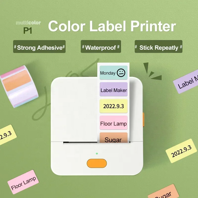 Best Seller FirstDETONGER P1 Inkless Thermal Label Printer 20-58mm Color Label Barcode QR Code Price Tag Printer Machine