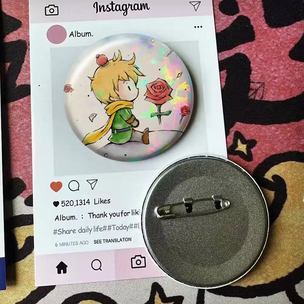 Classic L-Little P-Prince-p Laser Badge Creative Pins Brooch for Bag Clothes Hat Decor Gifts Fans Collect view 2