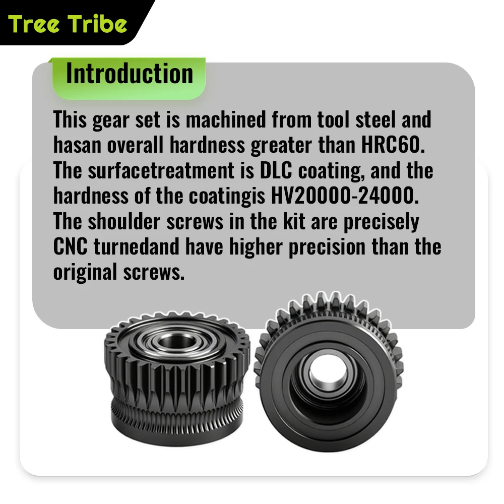 DLC Tree Tribe K1 GEAR K1C GEAR K1Max DLC GEAR Całkowicie Metalowe DLC Gear z Powłoką Ochronną Pasujące do K1 K1 Max K1C Ekstruderów Drukarek 3D Creality