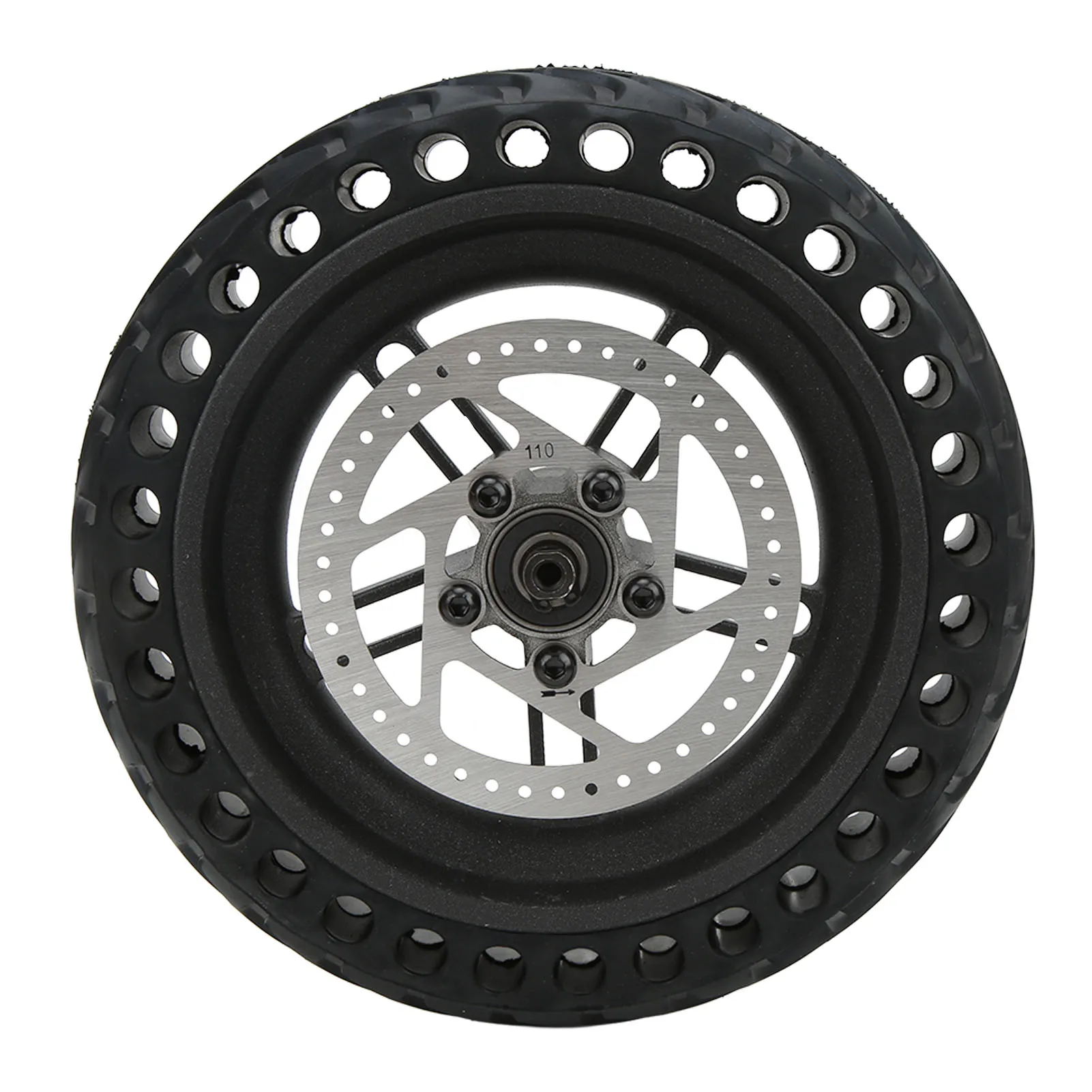 M365/1S/LITE Electric Scooter Rear Wheel with 8.5in Solid Honeycomb Tire and 110mm Brake Disc, Compatible with 2 Wheel Scooters