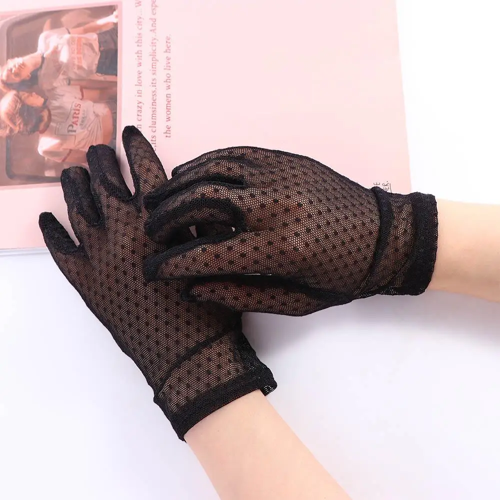 Sunscreen Anti Uv Lace Mesh Lattice Sexy Finger gloves Short Gloves Driving Gloves Women Gloves