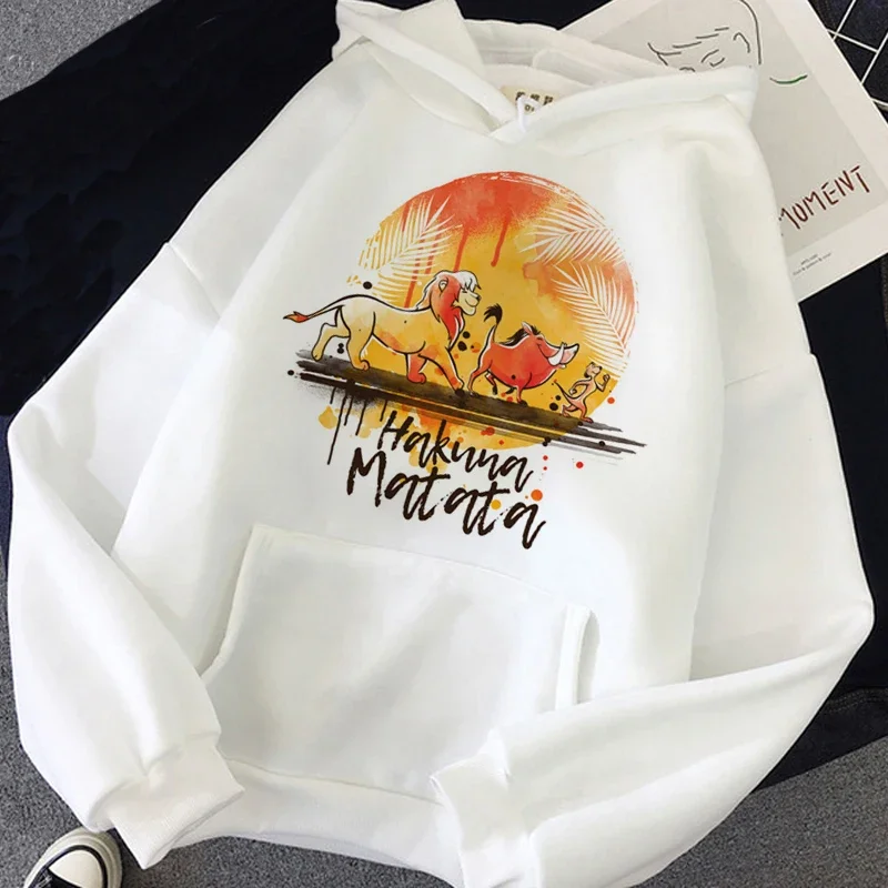 Disney Hakuna Matata ตลก Simba Anime Hoodie ผู้หญิง Lion King Kawaii เสื้อกันหนาวกราฟิก Harajuku ผู้หญิง Hoodie