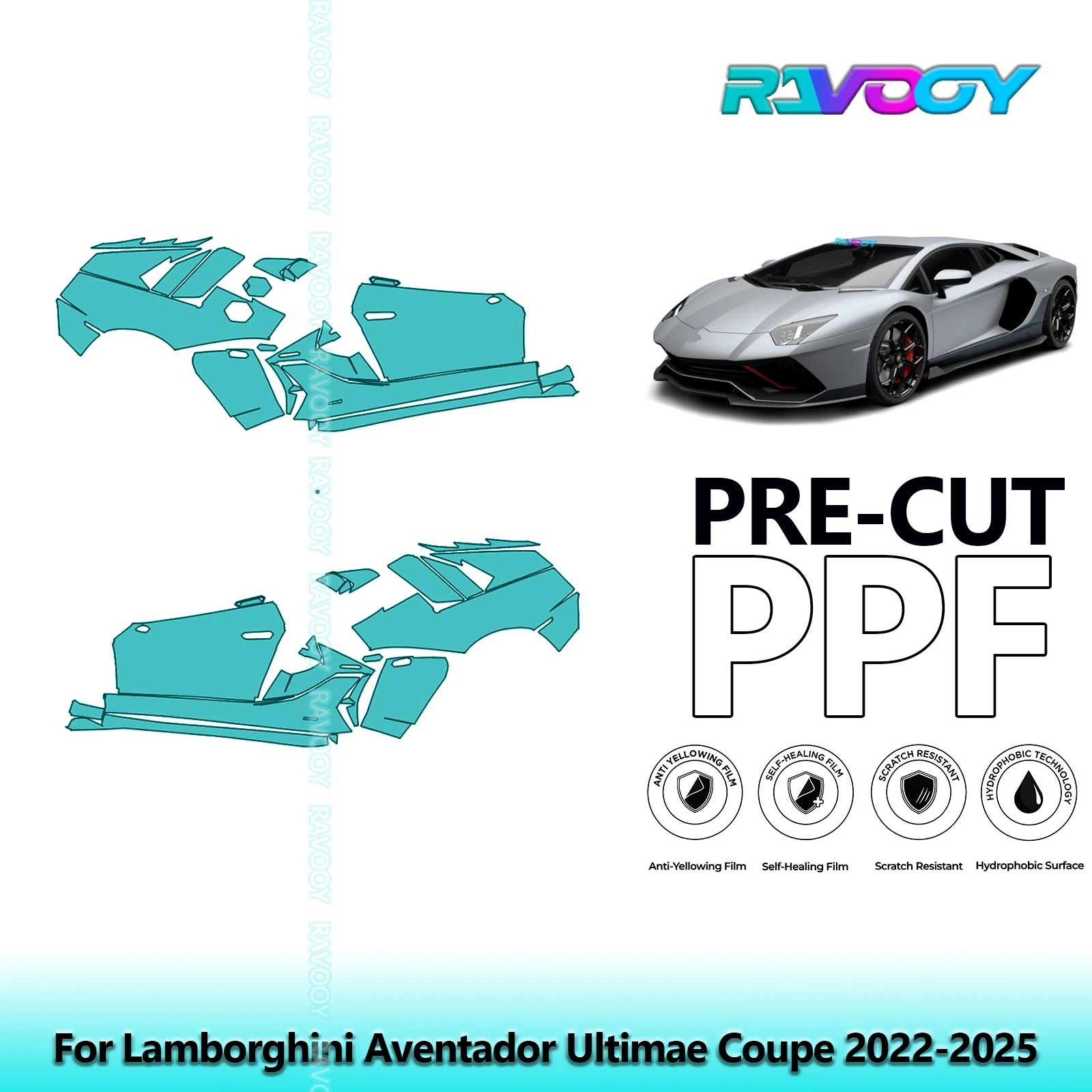 

For Lamborghini Aventador Ultimae Coupe 2022-2025 8.5mil Pre-Cut PPF Door & A/B Pillar Kit TPU Paint Protection Film Set