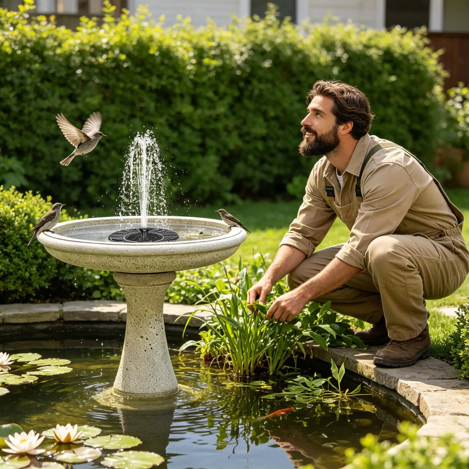 Bird Bath Solar Fountain Hummingbird Pump With Light Solar Fountain For Lawn Garden Pool Deck Patio Backyard Yard Outside Decor