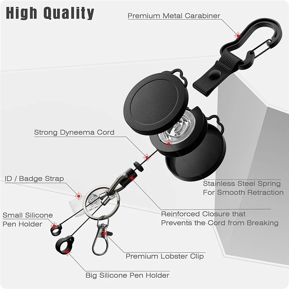 2PCS/set Badge Reel ABS Plastic Name Tag Holder Belt Keychain Retractable ID Lanyard For Security Personnel Hospital Student ID