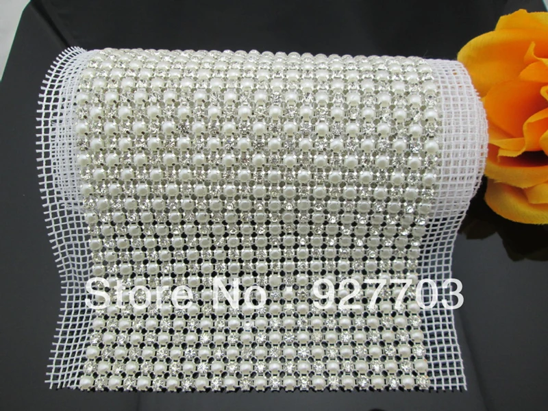 1 Yard Clear Faux Pearl Rhinestone Crystal Mesh Sew On Trims Wedding Dress Costume Applique Jewelry Making