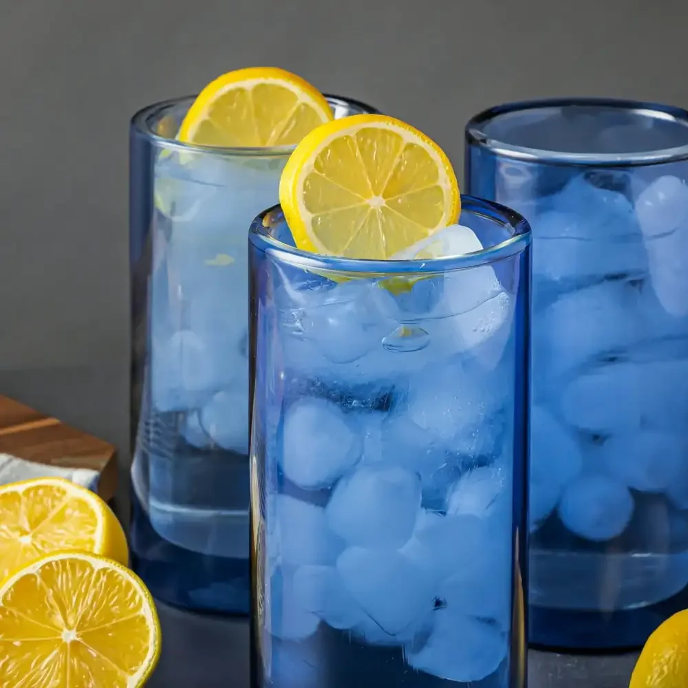 Синий стакан для питья с двойными стенками на 16 унций, изолированный для горячих и холодных напитков, стильный и прочный