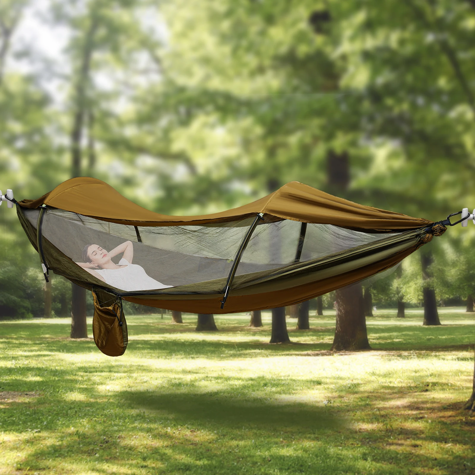 Camping Hammock, Portable Camping Hammock, Anti-mosquito and Anti-Sun Camping Hammock