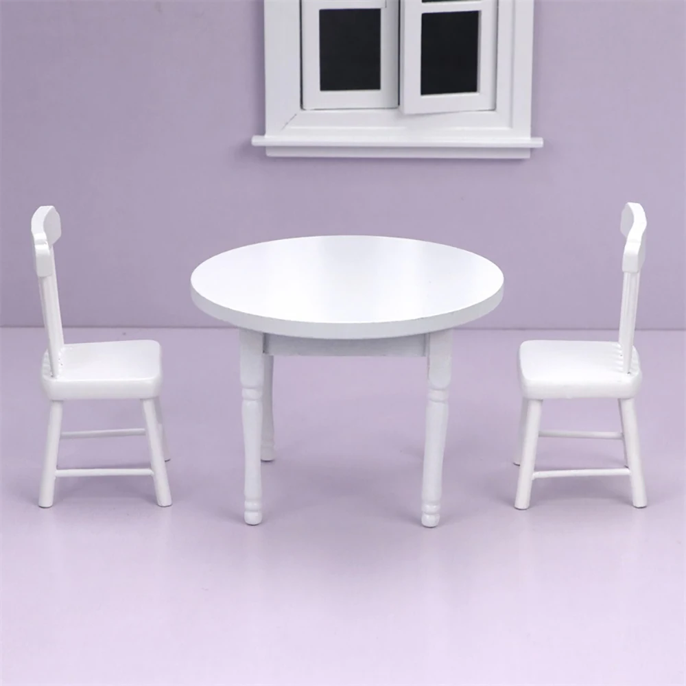 1/12 Dollhouse Miniature Accessories Mini Wooden Table Chair Set Model Dining Table Furniture for Doll House Decoration