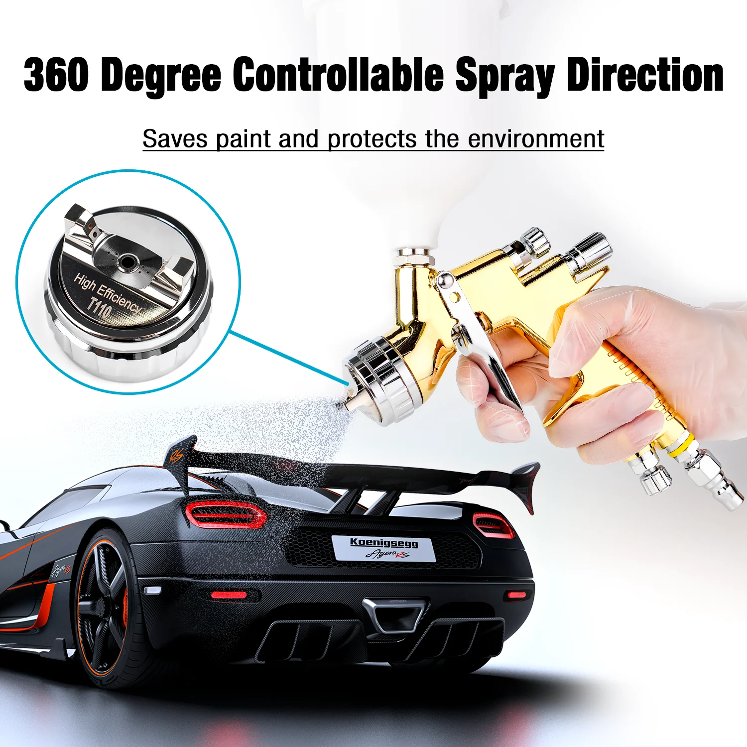 Professional Spray Gun T110 Auto Paint Spray Gun HVLP 1.3mm Industrial Grade High Atomization Pneumatic Home Air Spray Gun Tools