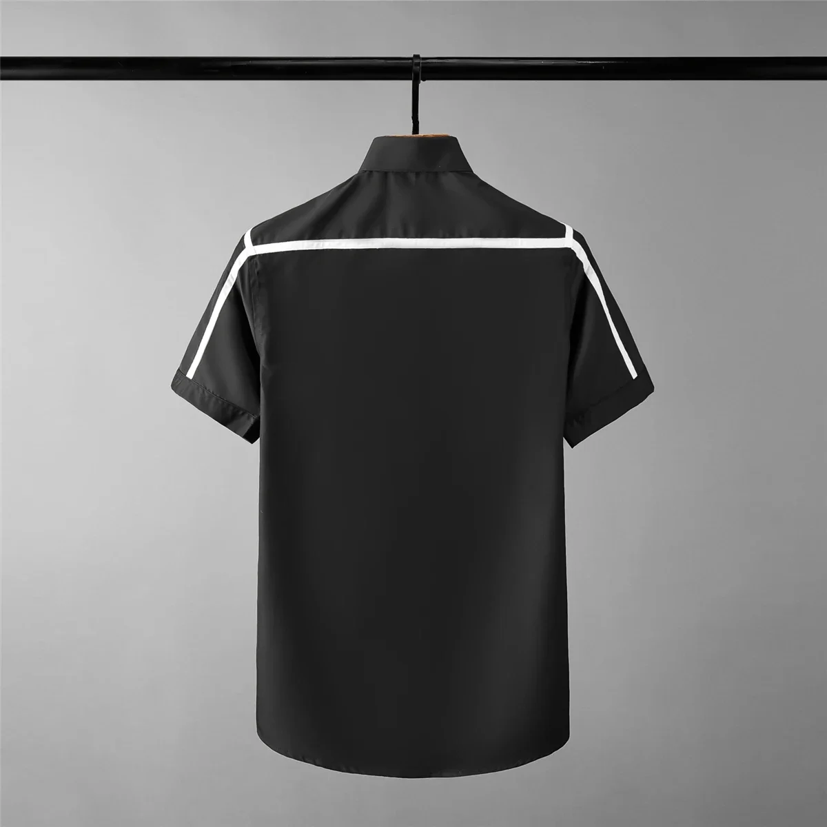 New Shoulder Ribbon Mens Shirts Luxury Short Sleeve Business Casual Mens Dress Shirts Plus Size 4xl Slim Fit Male Shirts