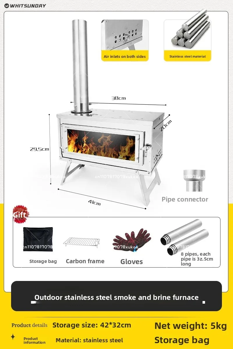 Portable Outdoor Wood Burning Rural Home Barbecue Full Equipment Stainl Steel Fire Pit Stove For Cam