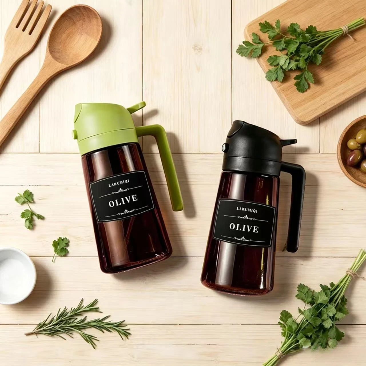 Dispensador e Pulverizador de Óleo 2 em 1 - Garrafa de 16oz/470ml à Prova de Vazamentos para Cozinha, Fritadeira, Churrasco, Assados, Saladas