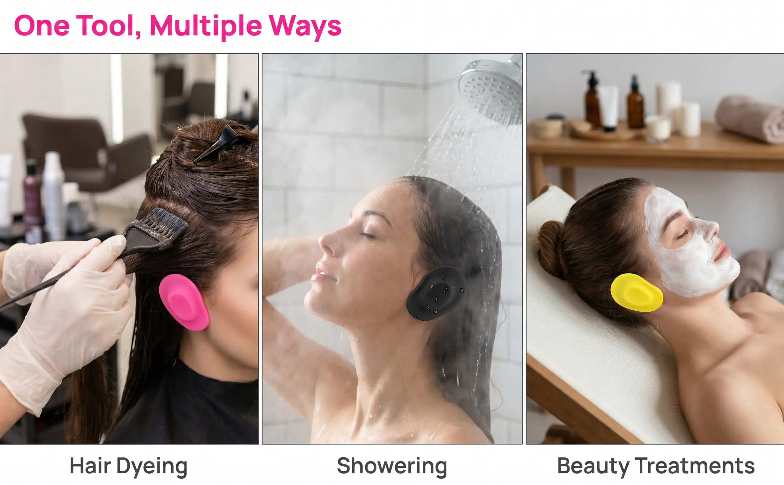 4Pairs Supple Silicone Ear Covers Waterproof Universal Fit for Shower Hair Washing Curling Iron Hair Dyeing Salon Use Tender Ear