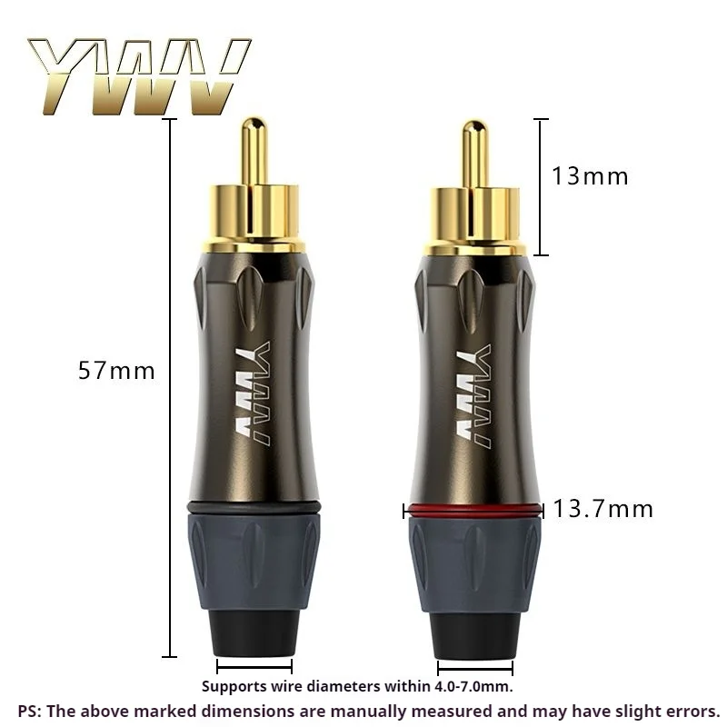 Gold-Plated RCA Phono Solder Plug – Digital Coaxial Audio Connector for Mixer, Effects Processor, Amplifier, Speaker, Sound Card
