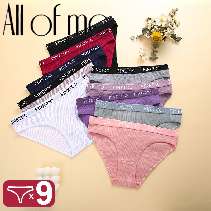 9 Teile/satz Finetoo Frauen Baumwolle Höschen Sexy Komfortable Brief Gedruckt Frauen Briefs Damen Unterhosen Mode Mädchen Dessous M-XXL