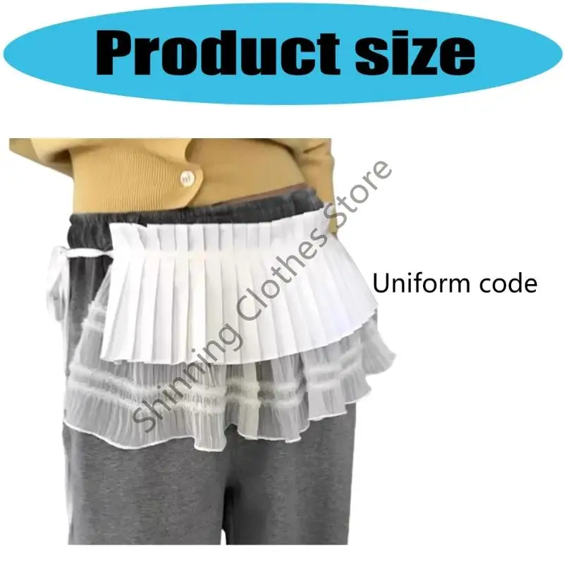 M68A طبقة مزدوجة الدانتيل مطوي تنورة الورك تنورة الخصر للنساء المراهقات الزي اليومي