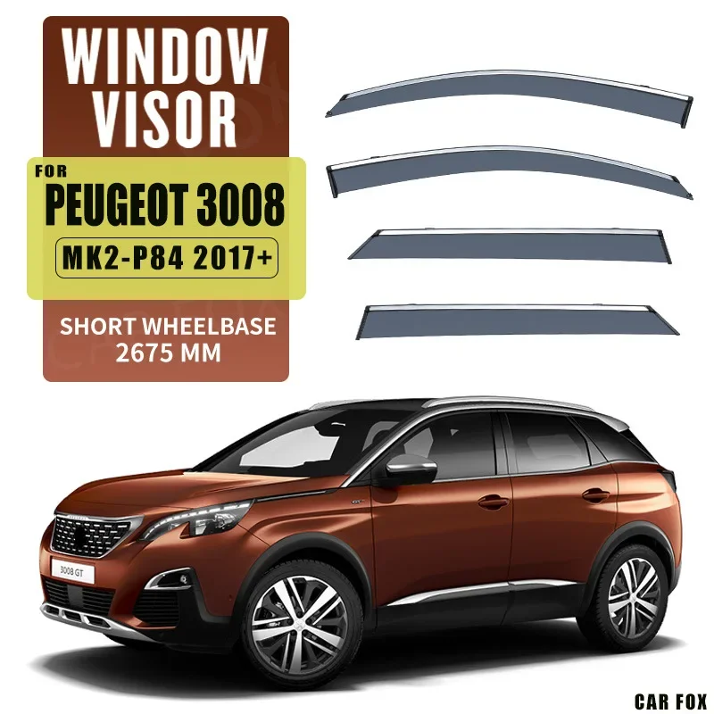 For PEUGEOT 3008 2017-2023 Car Window Visor Awning Shelters Windshield Side Window Rain Sun Shade Auto Accessories