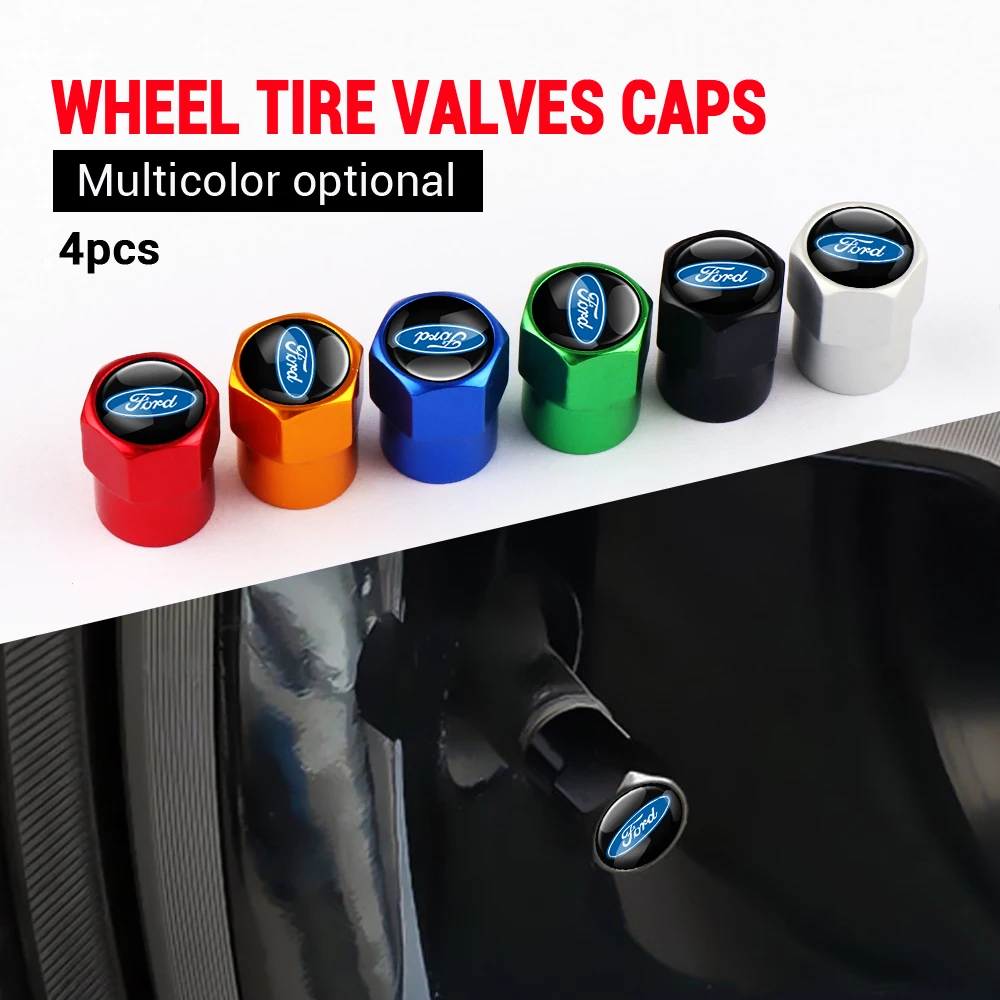 

For Ford Ranger Focus Kuga Mustang MAX Transit mk6 7 Mondeo 4Pcs Car Metal Alloy Logo Wheel Tire Valve Stem Caps Cover Accessory