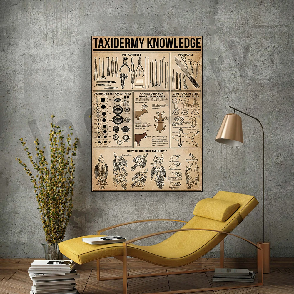 Axidermy Knowledge Poster, Knowledge Poster, Vintage Poster Canvas Print