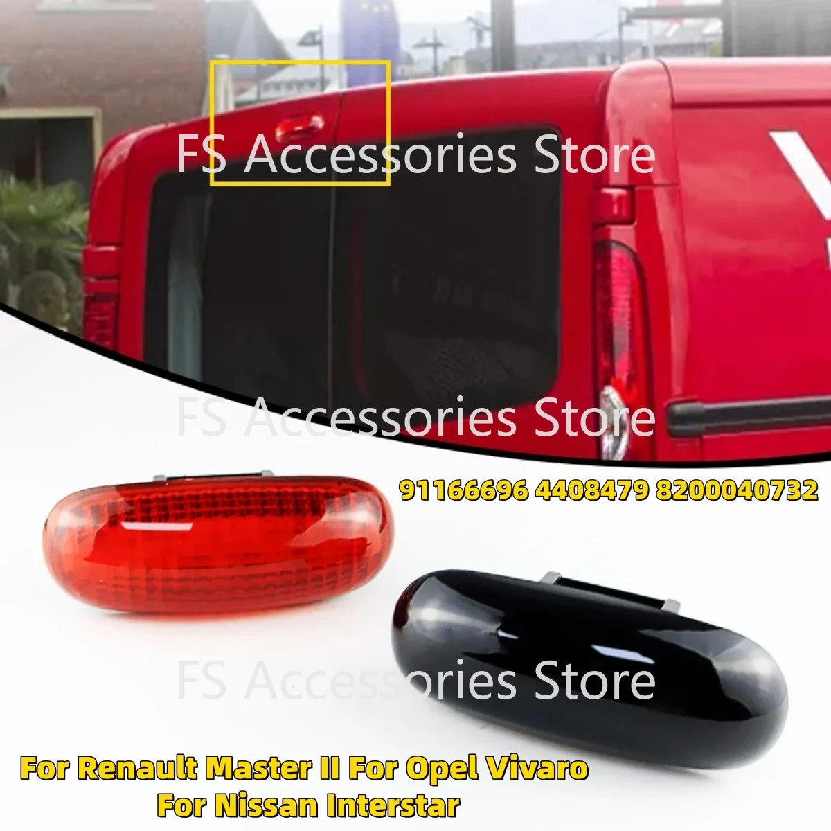 Red LED Rear High Level 3rd Brake Stop Light 91166696 4408479 For Renault Master II For Opel Vivaro For Nissan Interstar