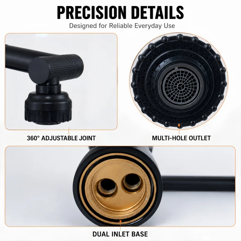 Matte Black 360° Rotating Kitchen Faucet Foldable Multi‑Joint Sink Mixer Tap Anti‑Splash Water Tap