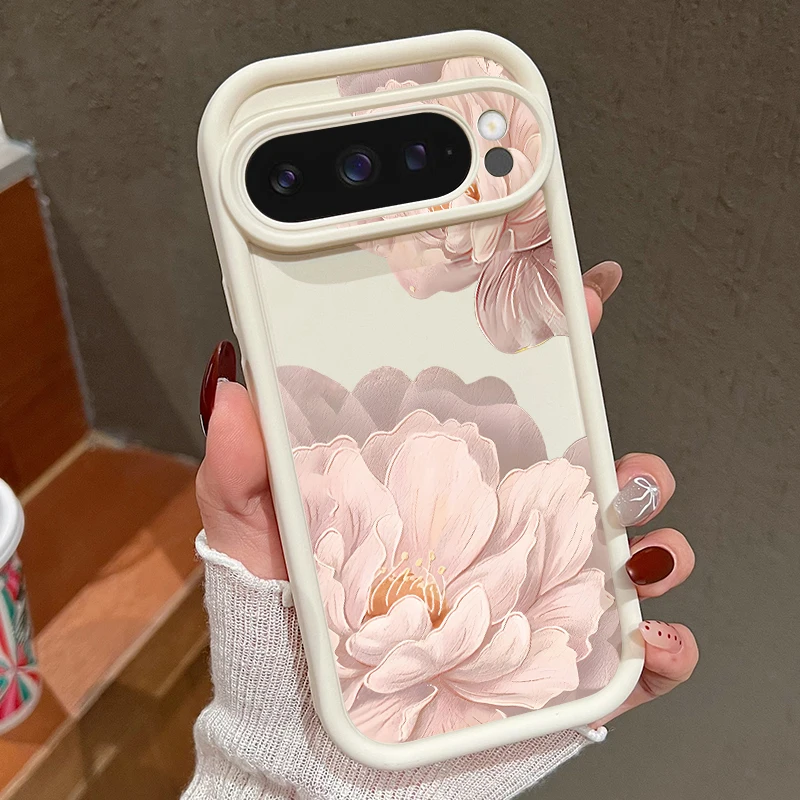 Coque de téléphone en TPU souple à motif de fleurs roses, étui arrière en Silicone résistant aux chocs pour Google Pixel 10 9 8 Pro 9A 8A 10 9 Pro XL 7 Pro 7A