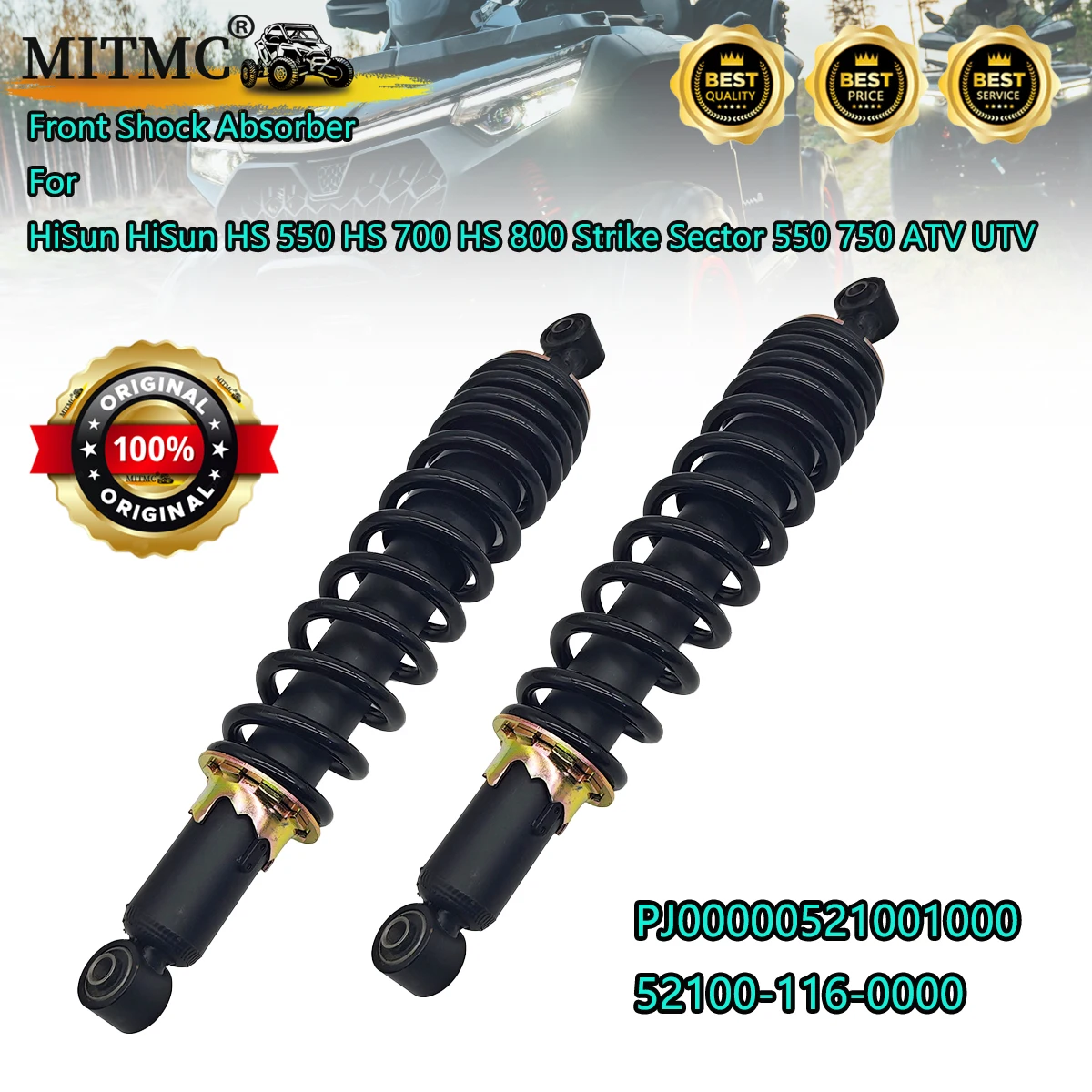 2Pcs Front Shock Absorber For HiSun HiSun HS 550 HS 700 HS 800 Strike Sector 550 750 ATV UTV QUAD GO KART 52100-116-0000