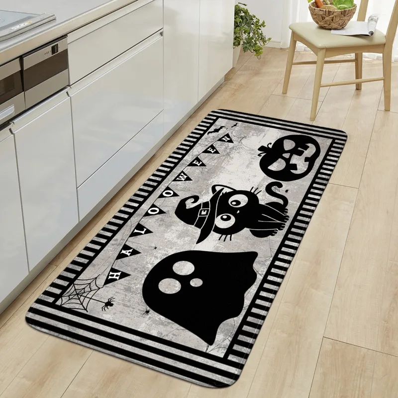 

New Halloween Carpet Mat Cartoon Cat Pattern Soft Non-slip Entry Mat Non-slip Mat Bedroom Living Room Mat Halloween Decoration