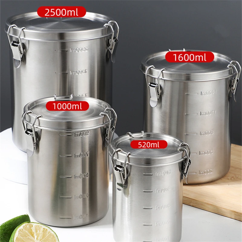 Stainless Steel Airtight Sealed Canister Home Coffee Beans Tea Leaf Tanks Food Container Cereal Storage Can Kitchen Organizer