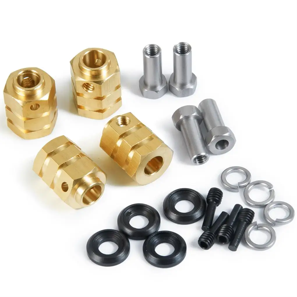 4PCS 5/8/9/10/11/12/15mm Heavy Duty Brass 12mm Wheel Hex Hubs Mount Extended Adapter for TRX4 TRX6 1/10 RC Car Parts